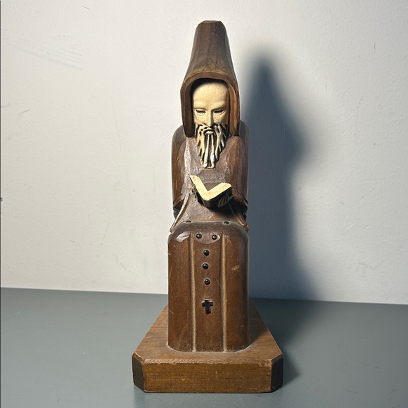 Wooden Monk Sculpture - Picture 2 of 9
